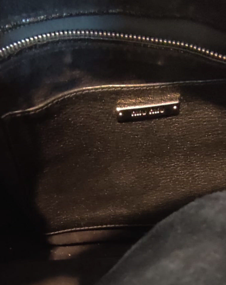 Miu Miu Borsa a Mano e Tracolla in Pelle Madras cromo e nero Collezione 2016