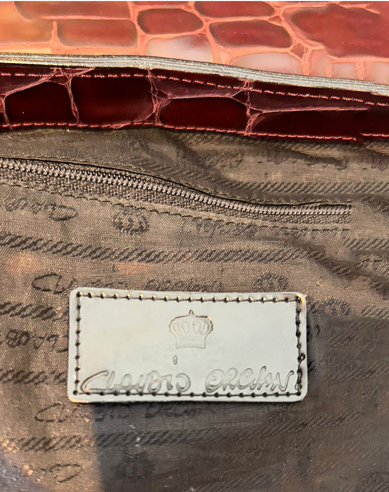 Orciani Borsa Vintage Stampa Cocco Marrone Spalla Pelle