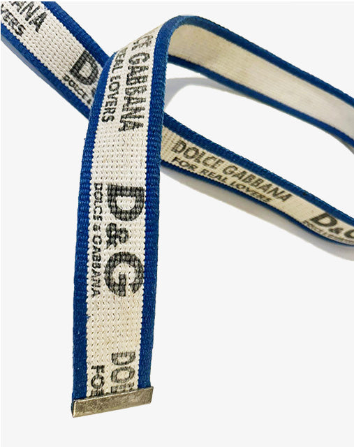 Cintura Vintage Dolce & Gabbana in Tessuto Bianco e Blu