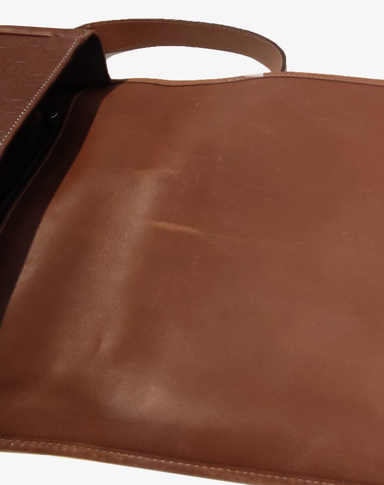Gucci Borsa Cartella in pelle Guccissima nocciola anni 90