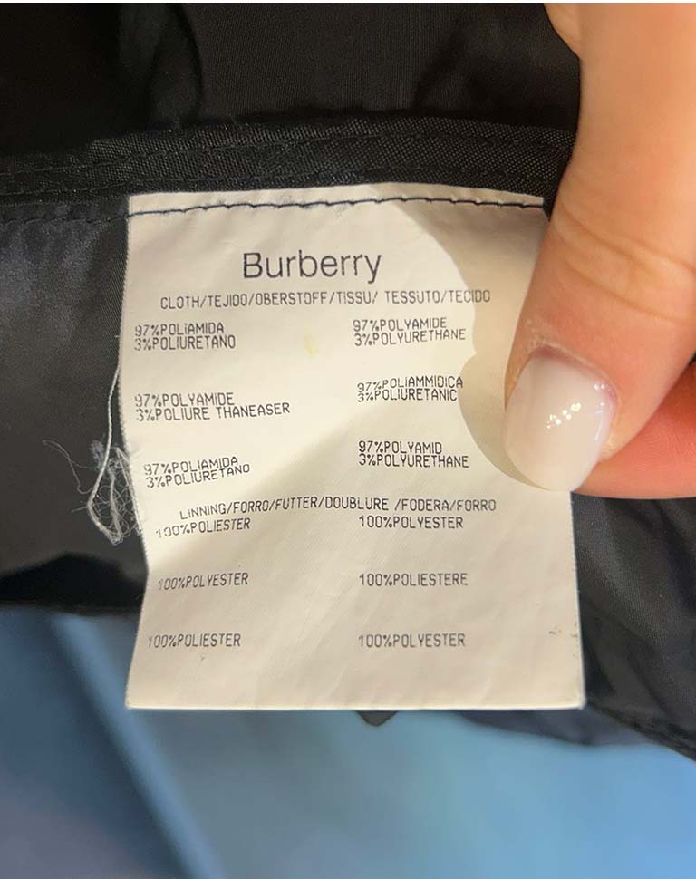 Giacca donna impermeabile Jacket Burberry London leggero navy con catenella logo