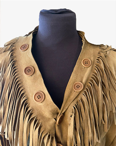 Giacca Moschino Leather donna in vera pelle scamosciata con frange anni 2000