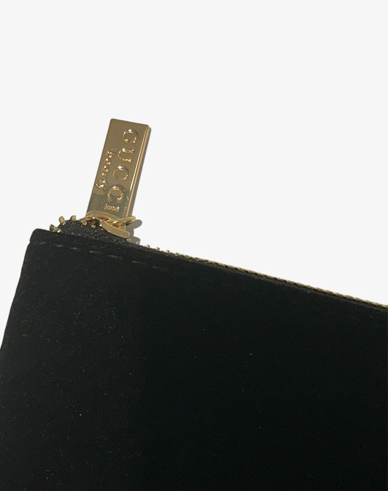 Pochette Gucci Beauty nera effetto velluto con zip anni 2010