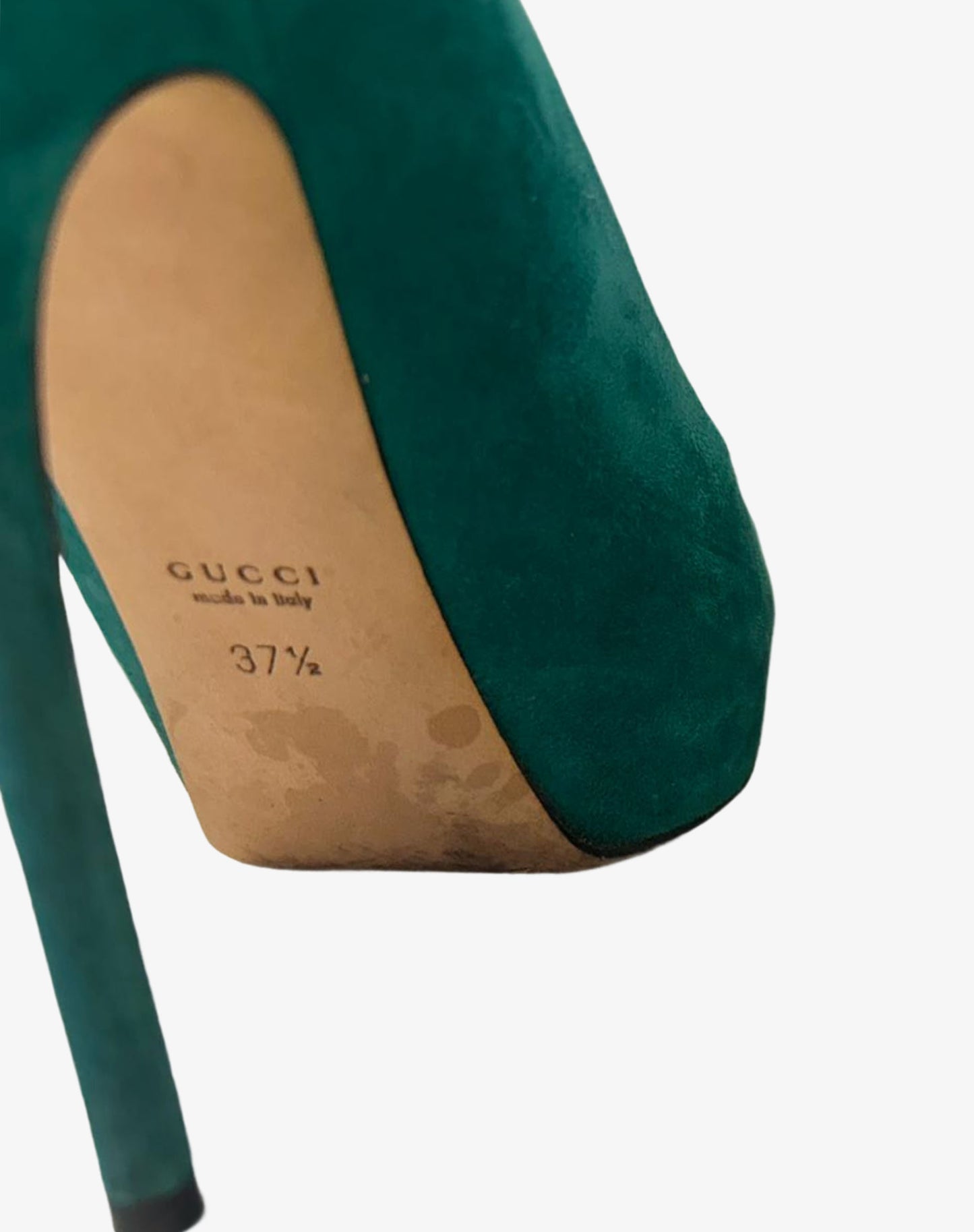 Décolleté Gucci Verdi in Camoscio Peep Toe Taglia 37.5