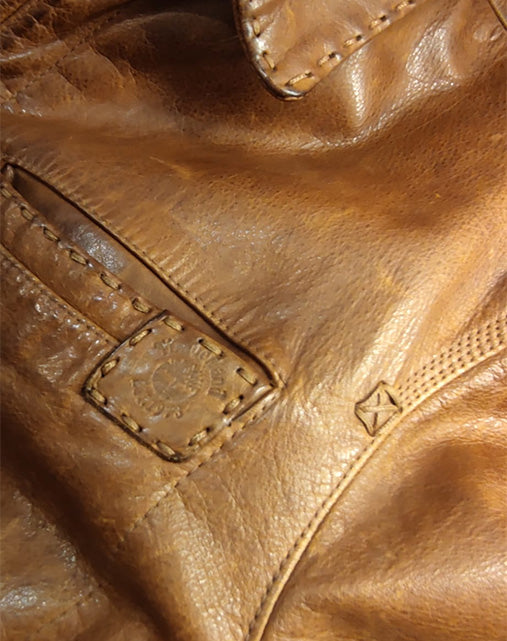 Giacca Uomo Timberland Authentics in Pelle Cognac Heritage Leather Jacket Anni 2000 – Taglia M