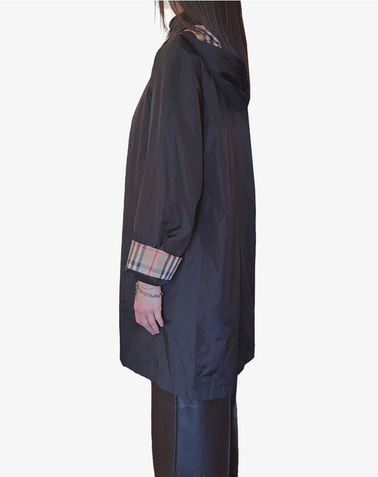 Trench Burberry London Raincoat leggero con cappuccio Nova Check donna