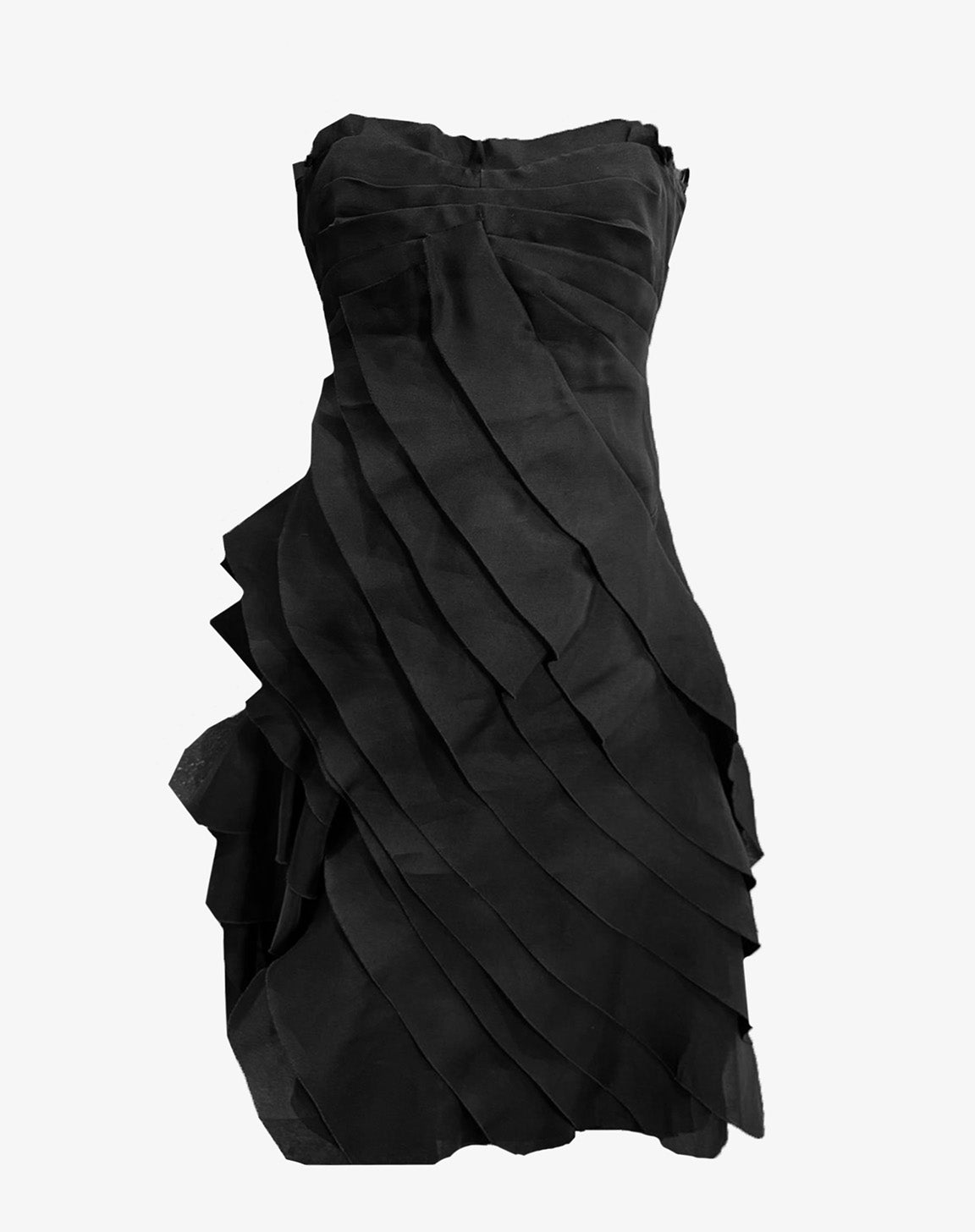 Abito Donna Prada Nero Taglia 42 con Volant in Seta Made in Italy anni 2000