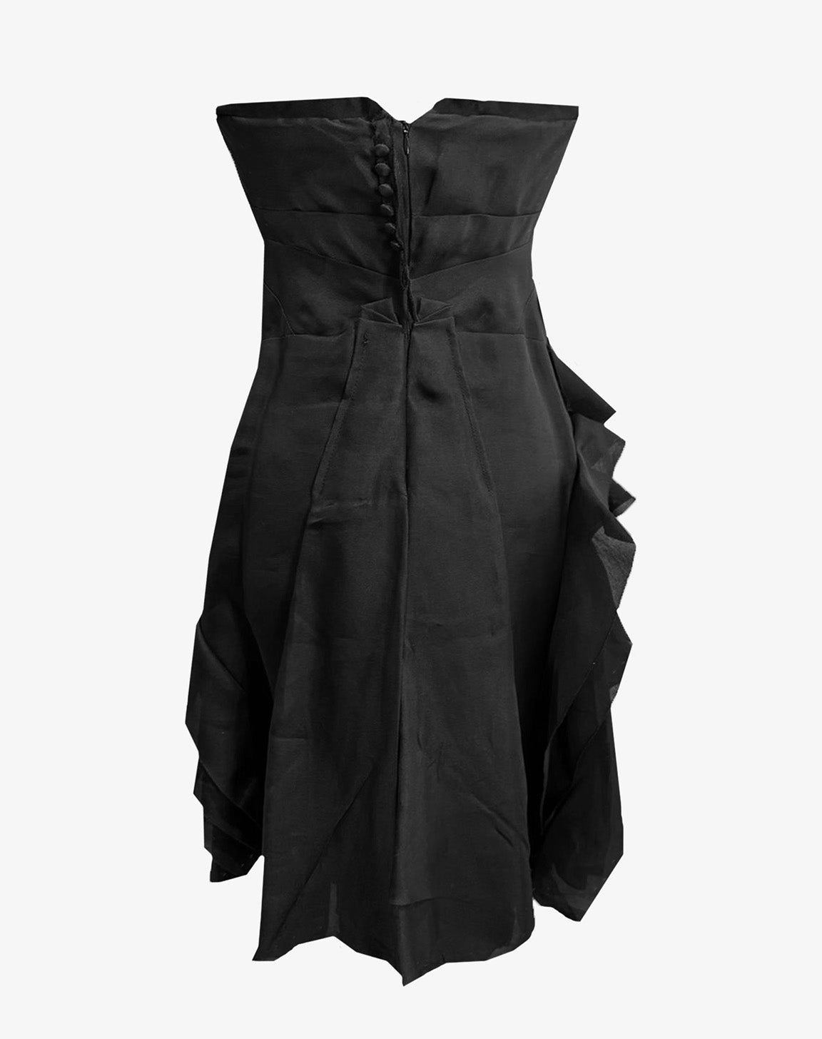 Abito Donna Prada Nero Taglia 42 con Volant in Seta Made in Italy anni 2000