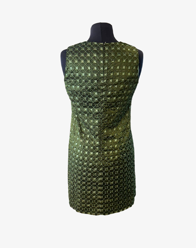 Abito tubino Byblos donna verde oliva ricamato vintage anni 2000