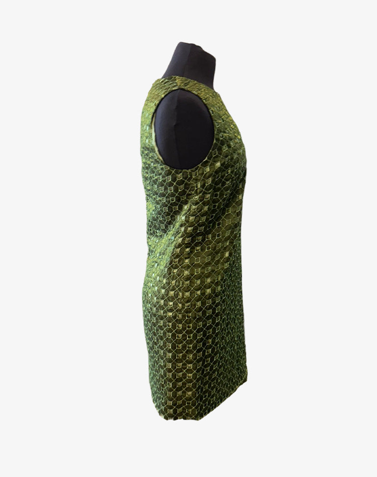 Abito tubino Byblos donna verde oliva ricamato vintage anni 2000