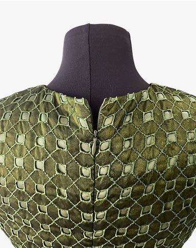 Abito tubino Byblos donna verde oliva ricamato vintage anni 2000