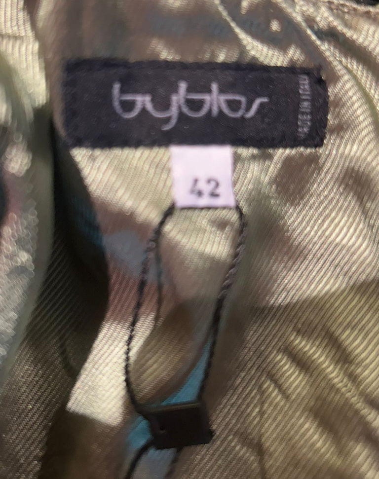 Abito tubino Byblos donna verde oliva ricamato vintage anni 2000