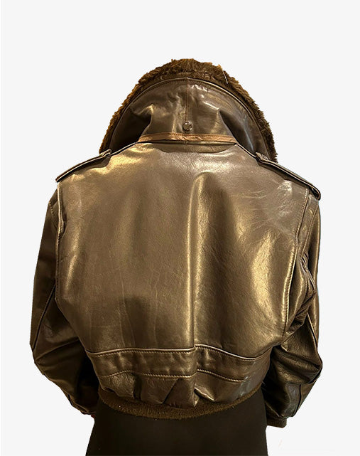 Schott NYC 1845W Giacca Bomber Donna Vintage in Pelle Marrone Made in USA