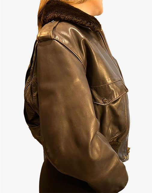 Schott NYC 1845W Giacca Bomber Donna Vintage in Pelle Marrone Made in USA