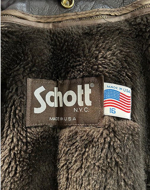 Schott NYC 1845W Giacca Bomber Donna Vintage in Pelle Marrone Made in USA