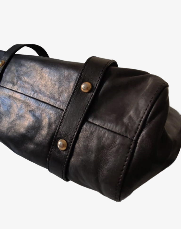 Borsa Miu Miu in pelle nera con tracolla e doppio manico Made in Italy anni 2010