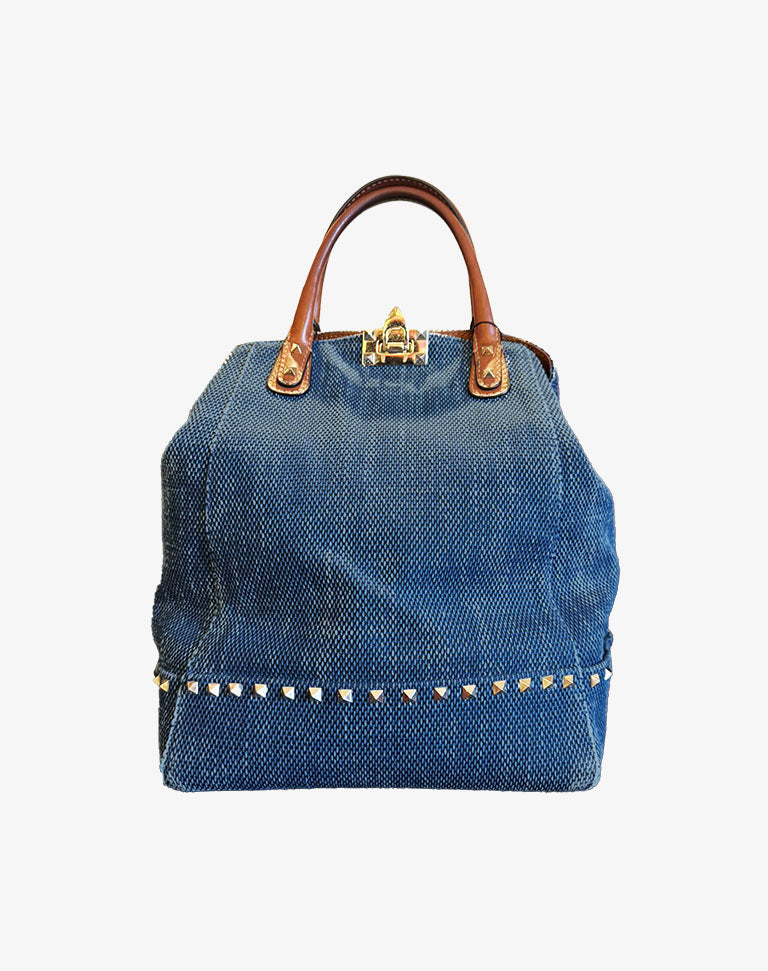 Valentino Garavani Borsa Donna in Denim e Pelle con Borchie