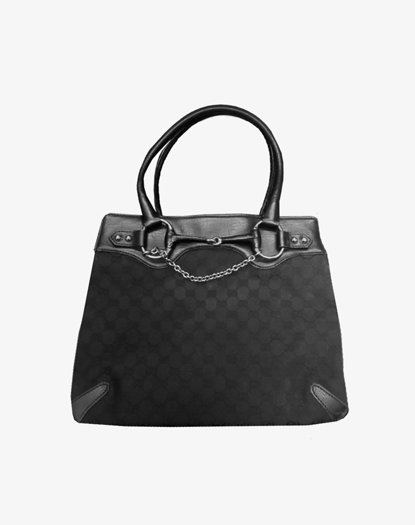 Gucci GG Canvas Horsebit Chain Tote Black