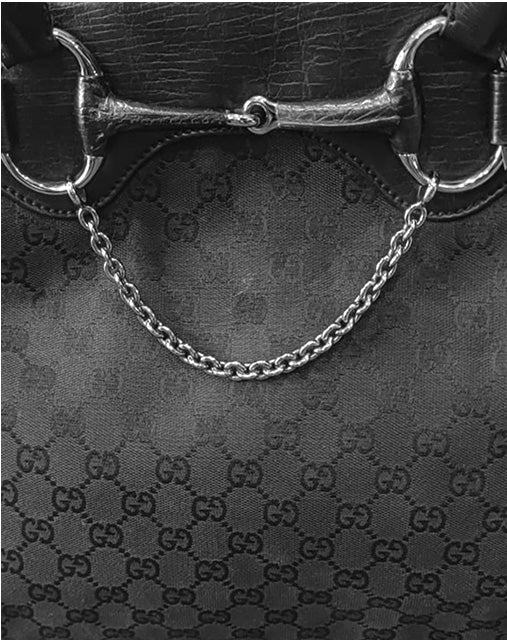 Gucci GG Canvas Horsebit Chain Tote Black