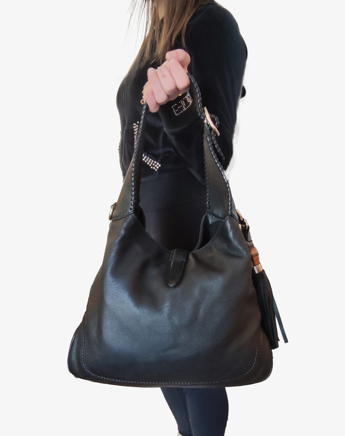 Borsa Gucci New Jackie Soft Hobo 246907 Pelle Nera con Tracolla e Dust Bag