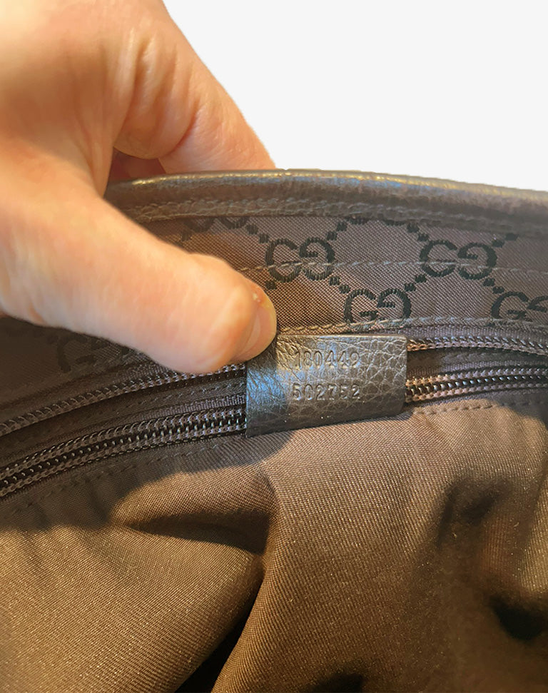 Borsa Gucci Tote Bag in tela monogram GG con finiture in pelle marrone