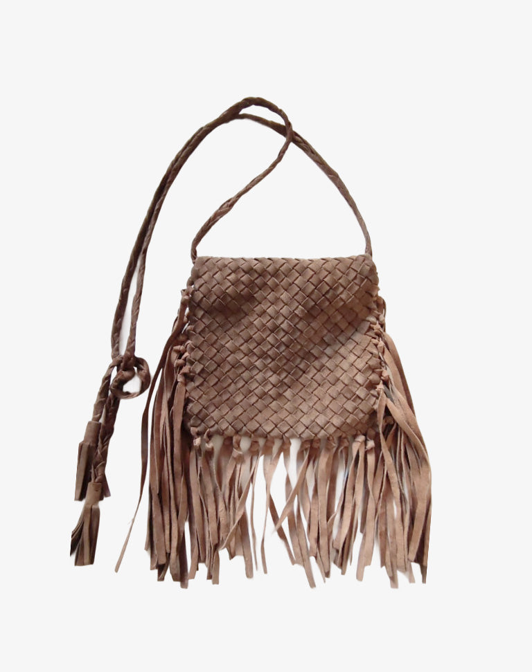 Borsa Vintage Miu Miu in Camoscio Intrecciato con Frange anni 2000