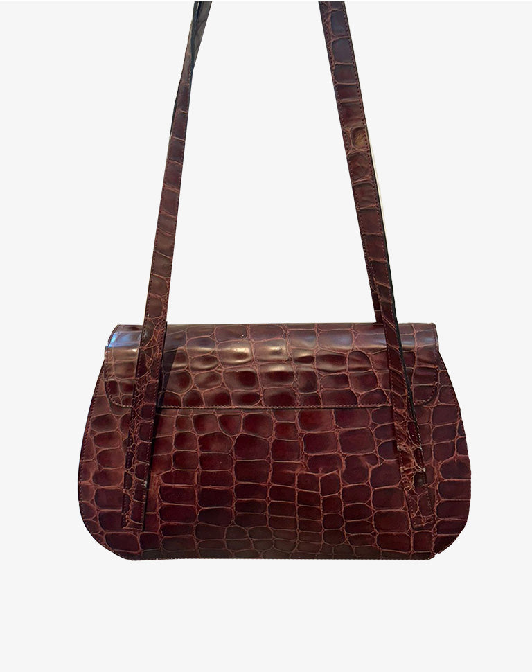 Orciani Borsa Vintage Stampa Cocco Marrone Spalla Pelle