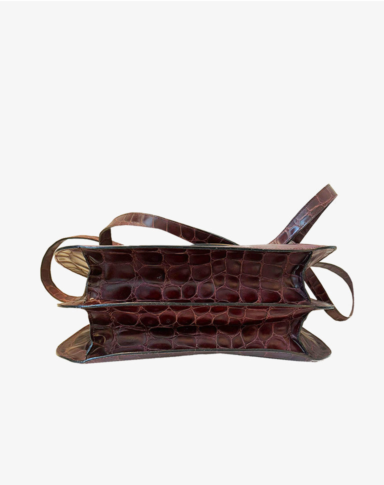 Orciani Borsa Vintage Stampa Cocco Marrone Spalla Pelle