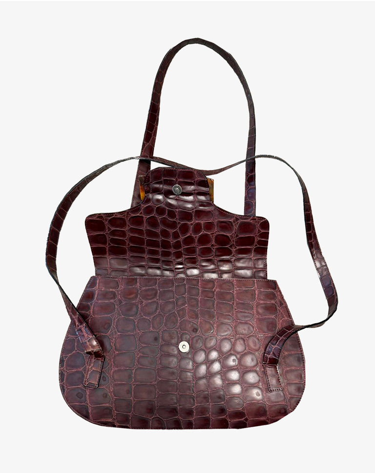 Orciani Borsa Vintage Stampa Cocco Marrone Spalla Pelle