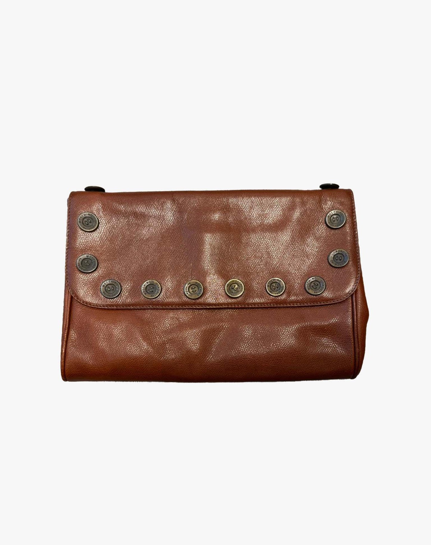 Pochette in pelle Moschino Redwall vintage marrone