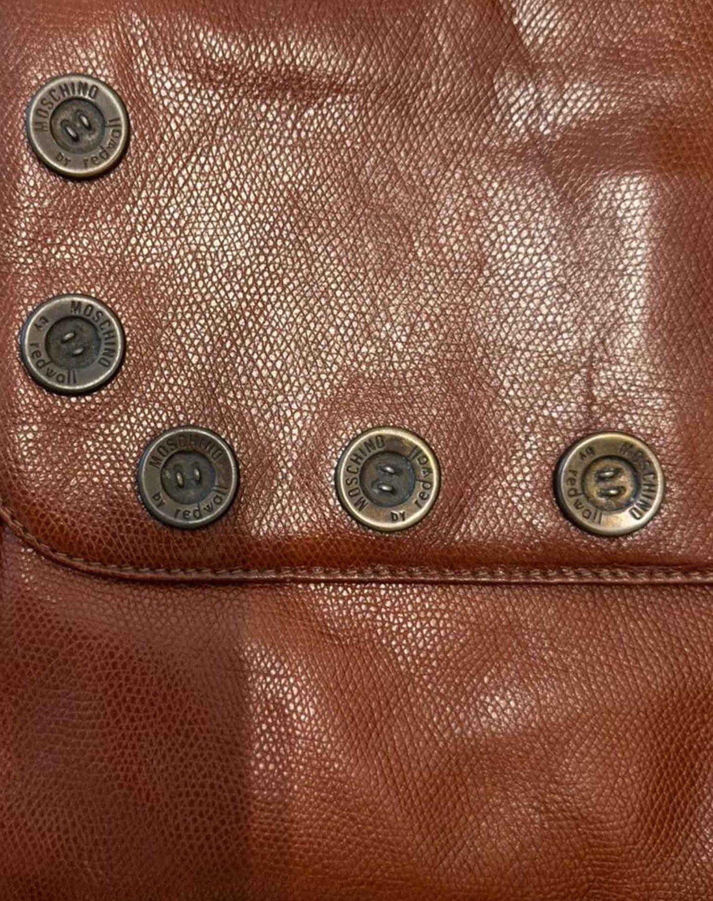 Pochette in pelle Moschino Redwall vintage marrone