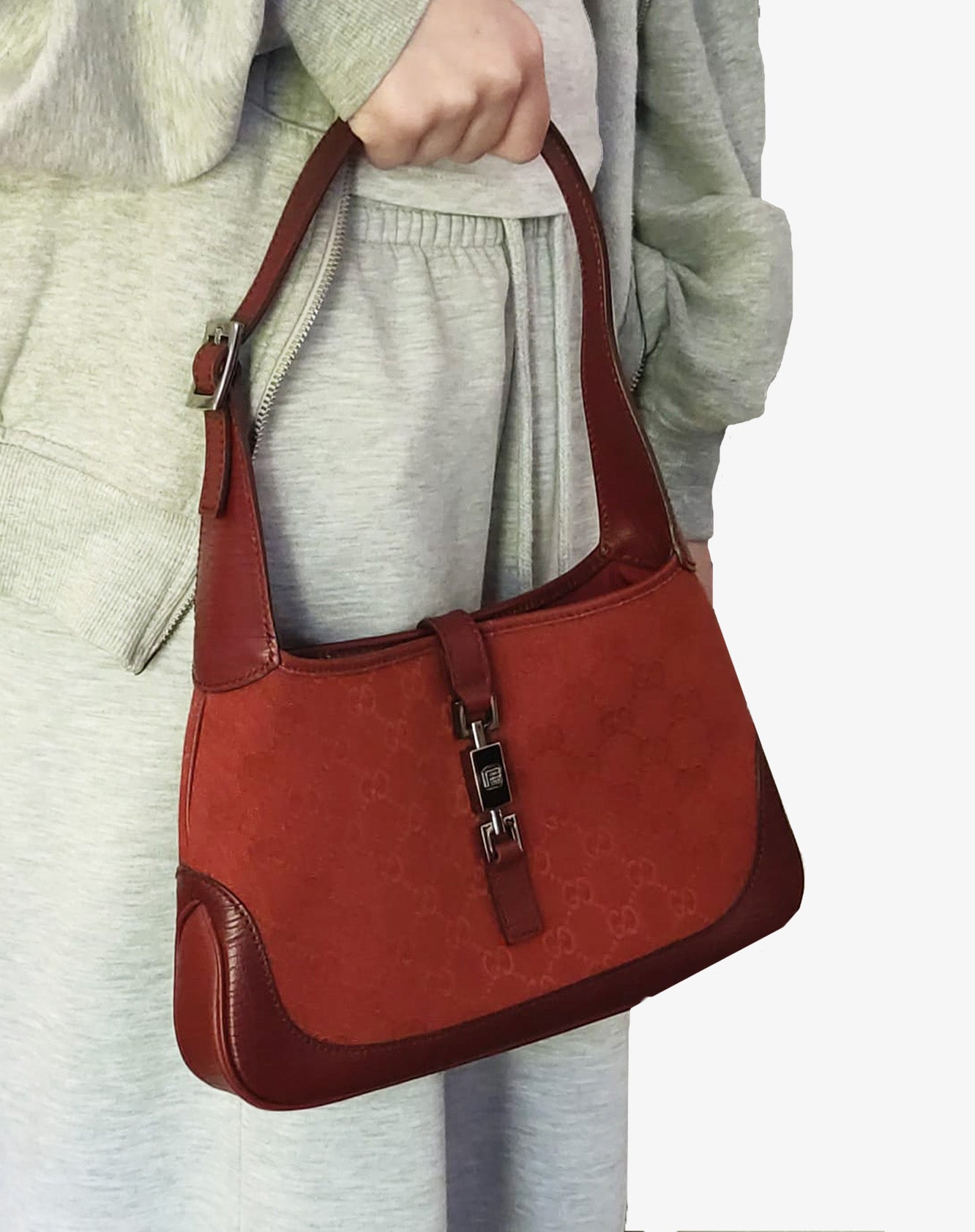 Gucci Mini Jackie Borsa a Spalla GG Canvas Rossa