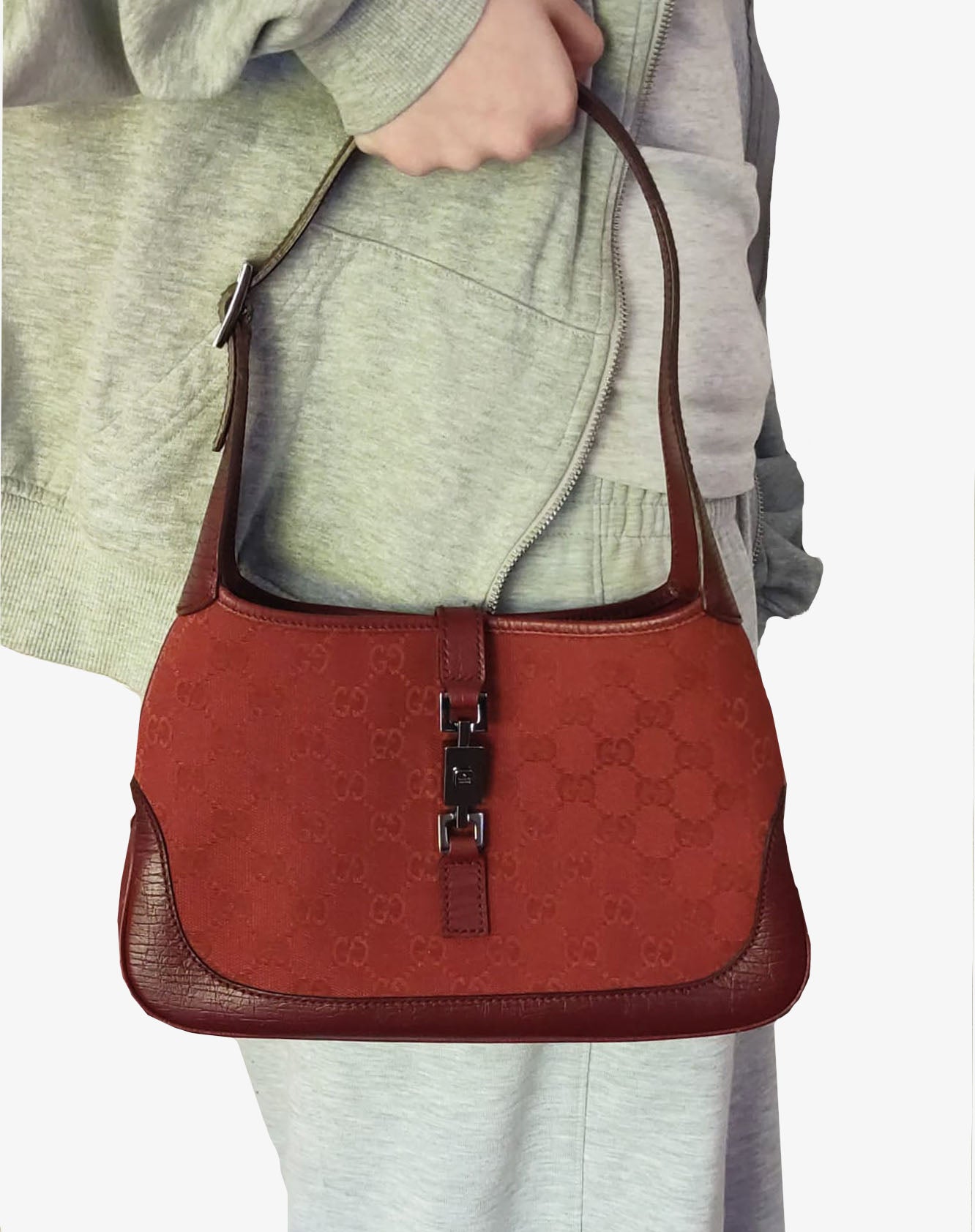 Gucci Mini Jackie Borsa a Spalla GG Canvas Rossa