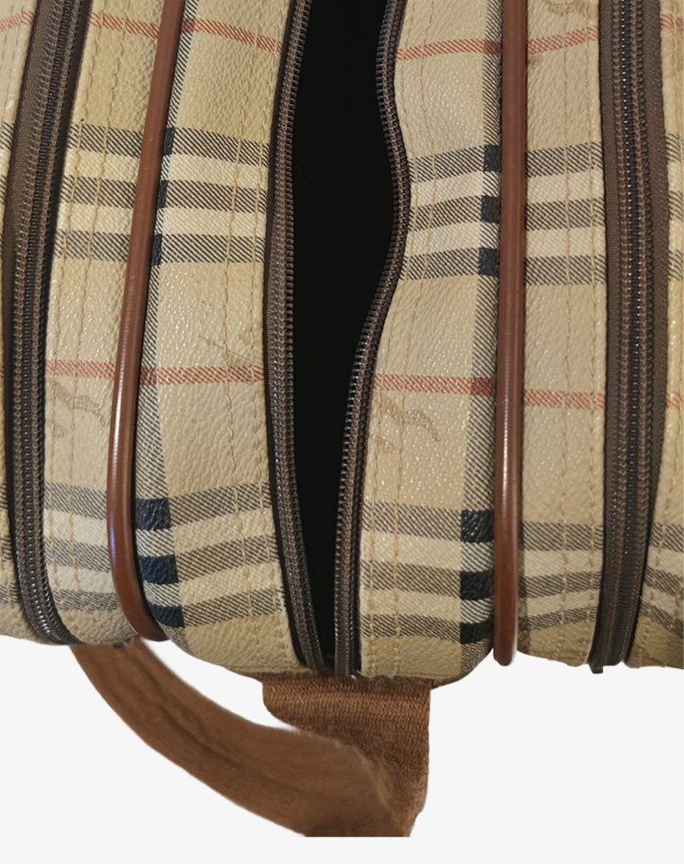 Borsa Burberrys vintage a tracolla check beige con triplo scomparto anni ’90