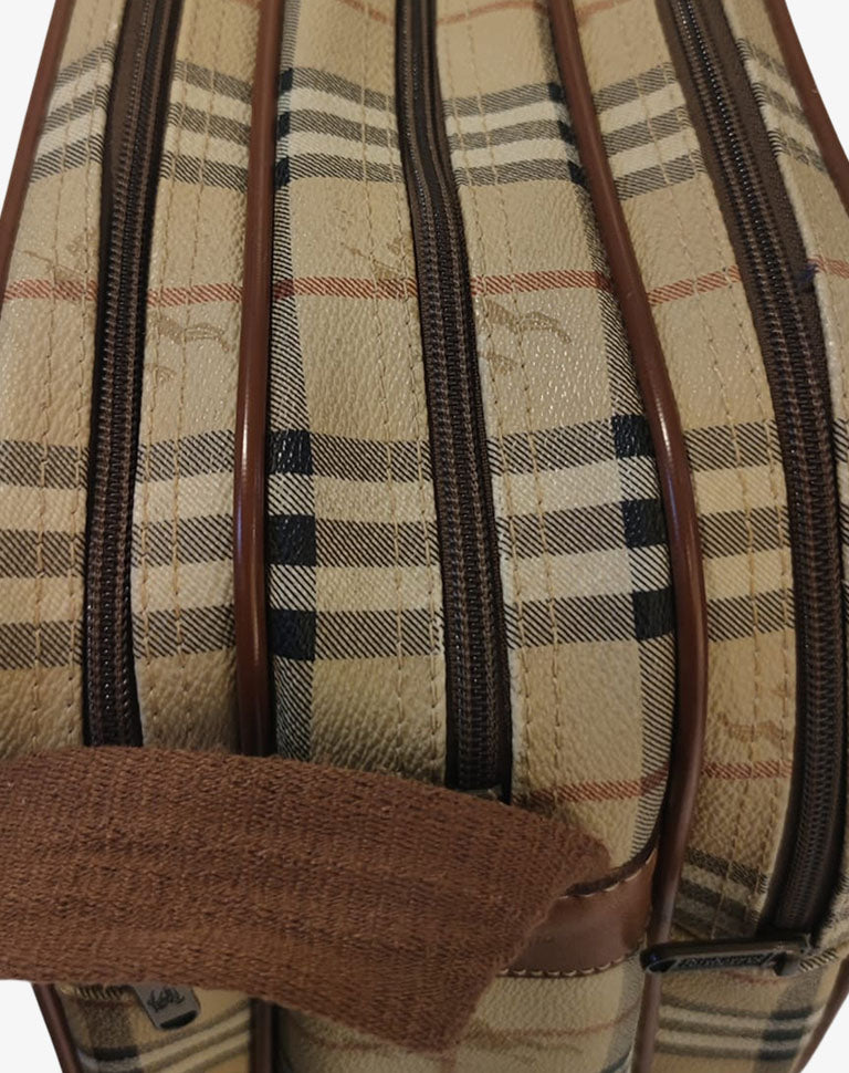 Borsa Burberrys vintage a tracolla check beige con triplo scomparto anni ’90