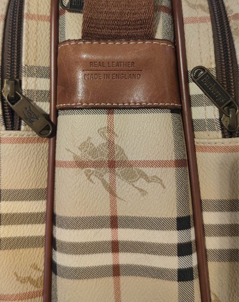 Borsa Burberrys vintage a tracolla check beige con triplo scomparto anni ’90