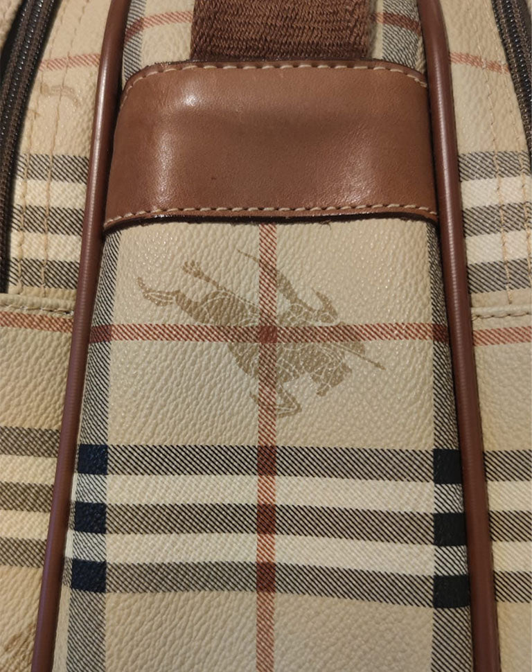 Borsa Burberrys vintage a tracolla check beige con triplo scomparto anni ’90