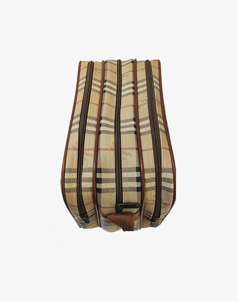 Borsa Burberrys vintage a tracolla check beige con triplo scomparto anni ’90