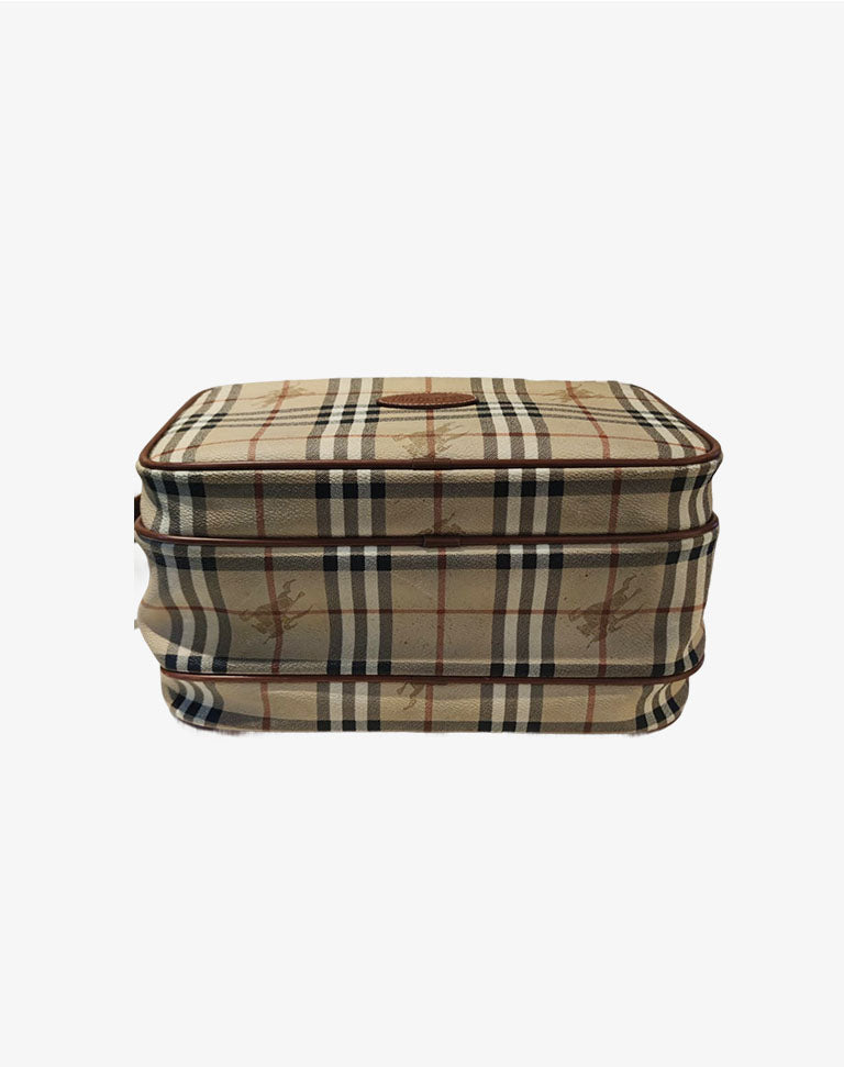 Borsa Burberrys vintage a tracolla check beige con triplo scomparto anni ’90