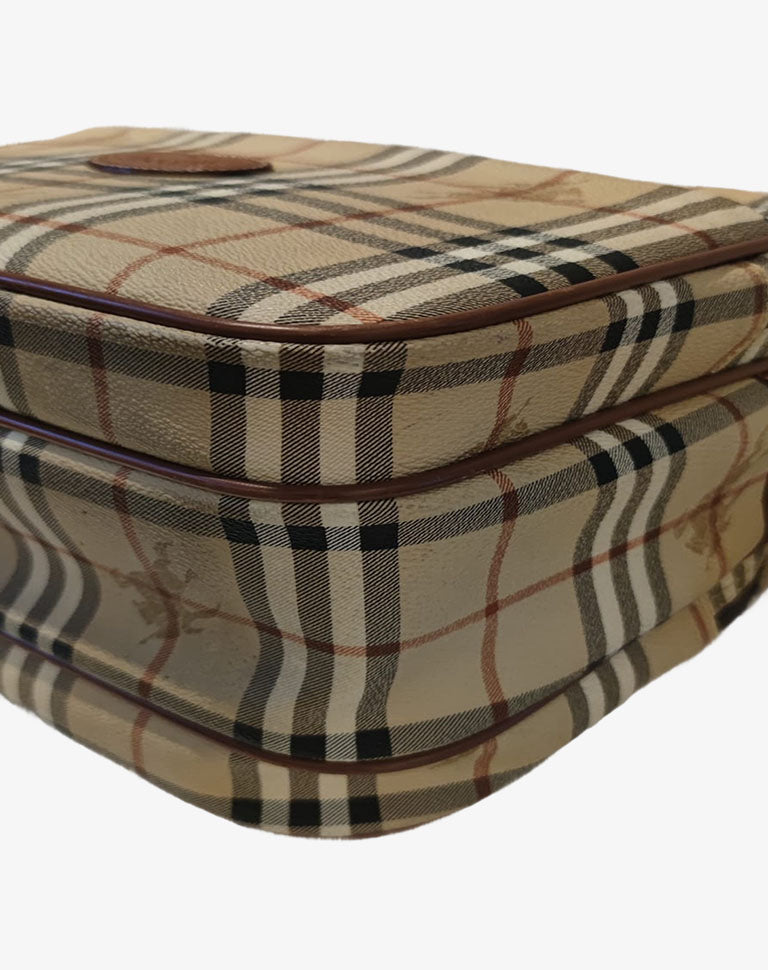 Borsa Burberrys vintage a tracolla check beige con triplo scomparto anni ’90