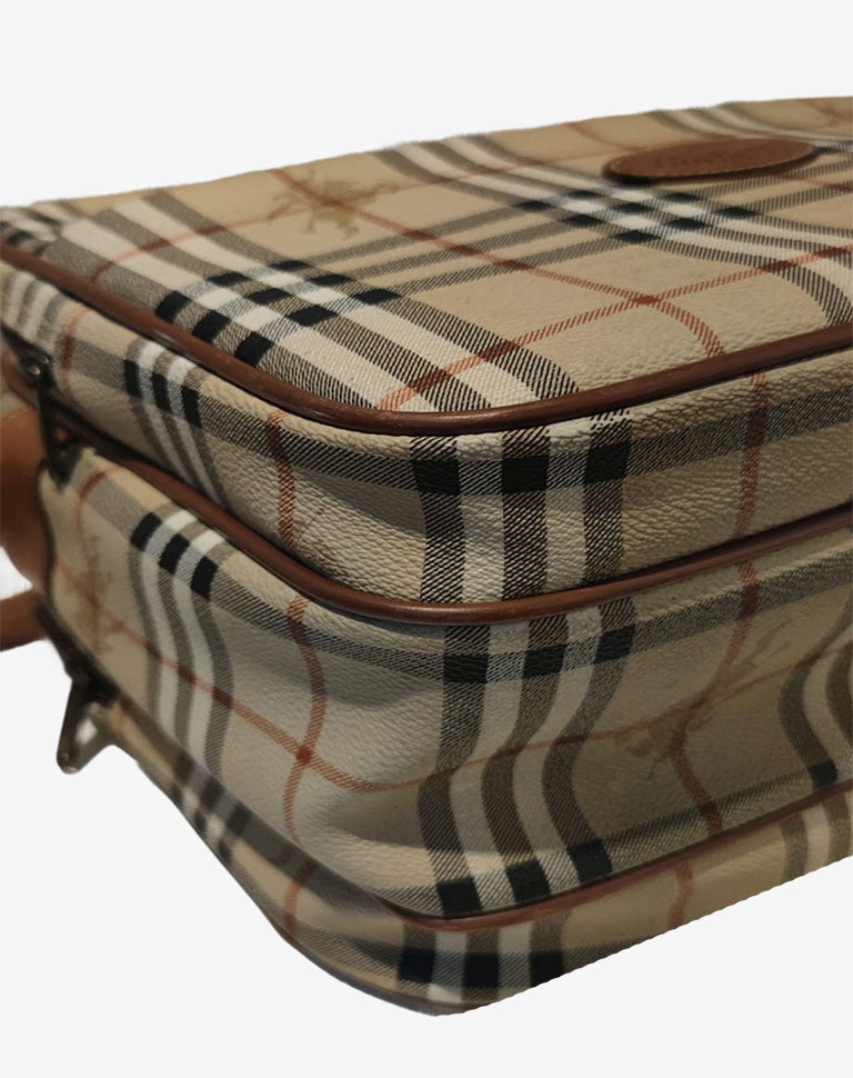 Borsa Burberrys vintage a tracolla check beige con triplo scomparto anni ’90