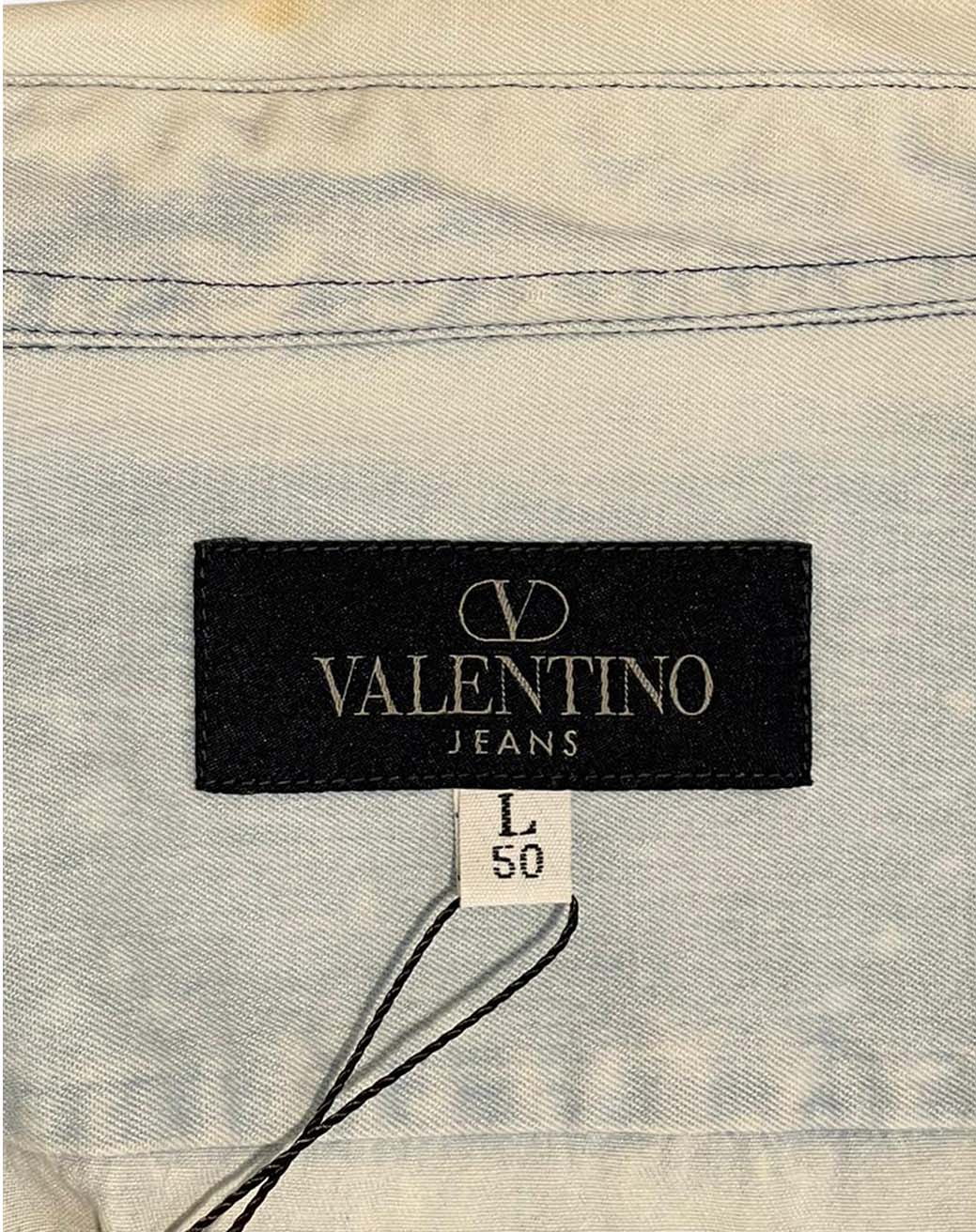 Camicia Valentino Jeans Uomo in Denim Azzurro Chiaro Vintage Taglia L (50) Made in Italy