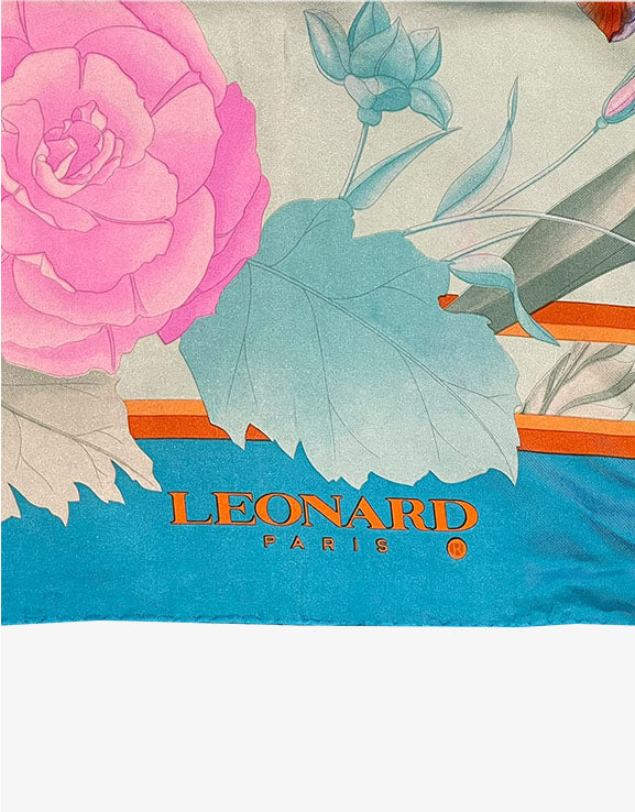 Leonard Paris Carré Vintage in Seta Floreale Made in Italy anni 2000