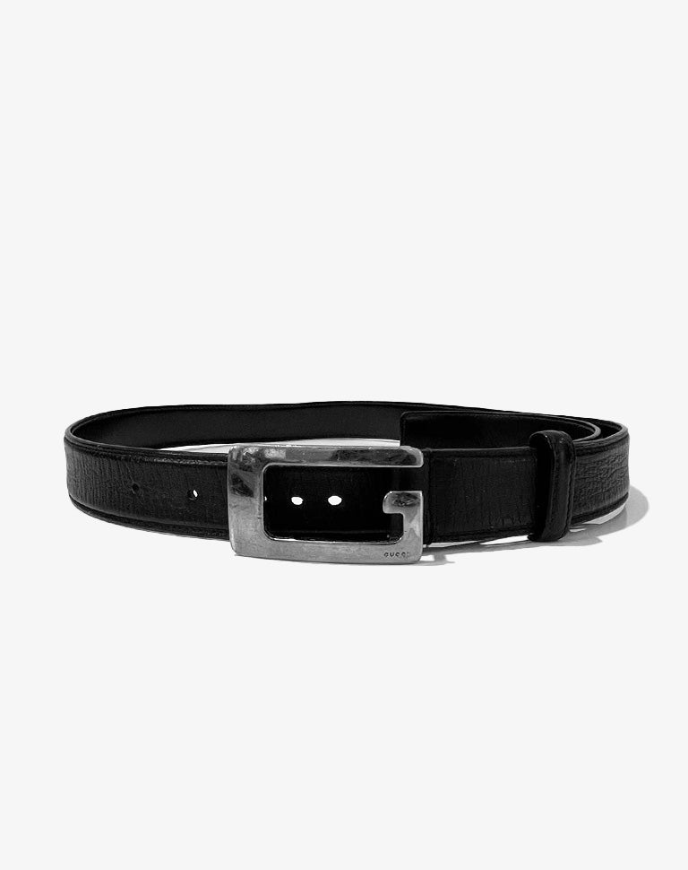 Cintura Gucci Tom Ford rettangolare minimal pelle nera anni 90 / early 2000