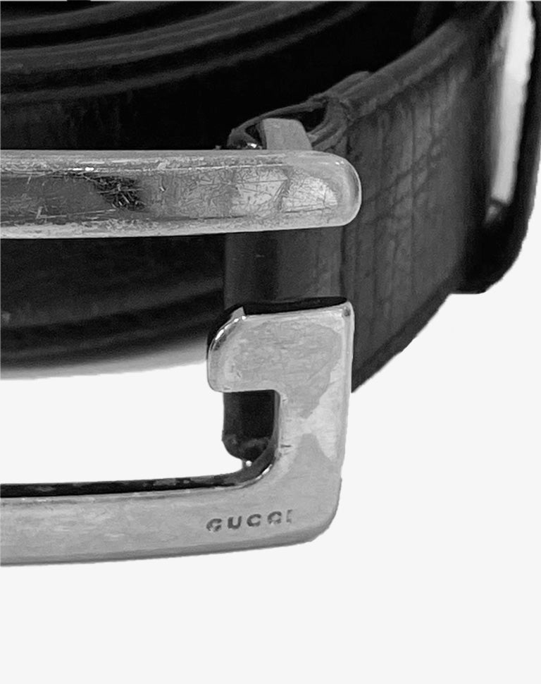 Cintura Gucci Tom Ford rettangolare minimal pelle nera anni 90 / early 2000