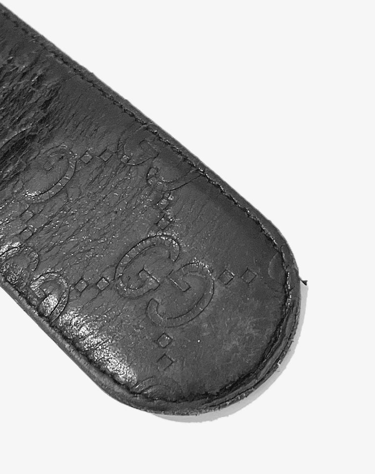 Cintura GG Interlocking Gucci pelle nera embossata Made in Italy anni 2000