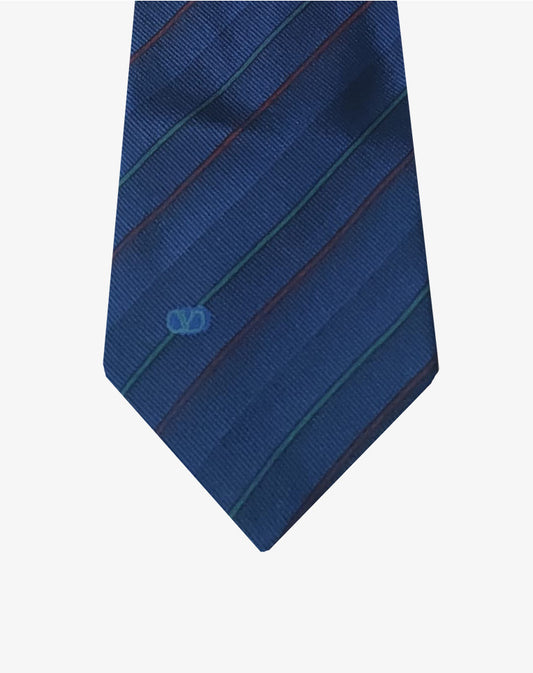 Cravatta Vintage Valentino Blu a Righe Diagonali