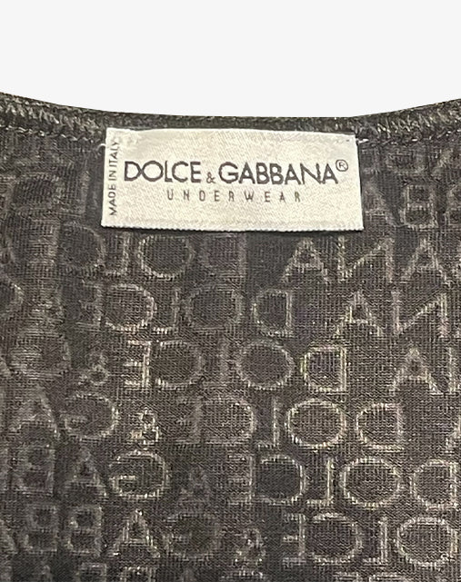 Dolce & Gabbana Underwear T-Shirt Logo All Over Nera Vintage Anni 2000