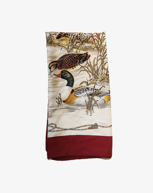 Foulard Carrè Gucci in Seta "Caccia al Fagiano" Bordo Bordeaux