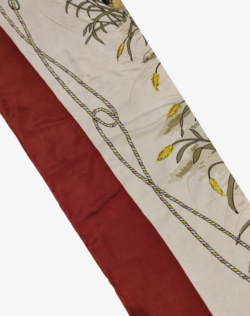 Foulard Carrè Gucci in Seta "Caccia al Fagiano" Bordo Bordeaux